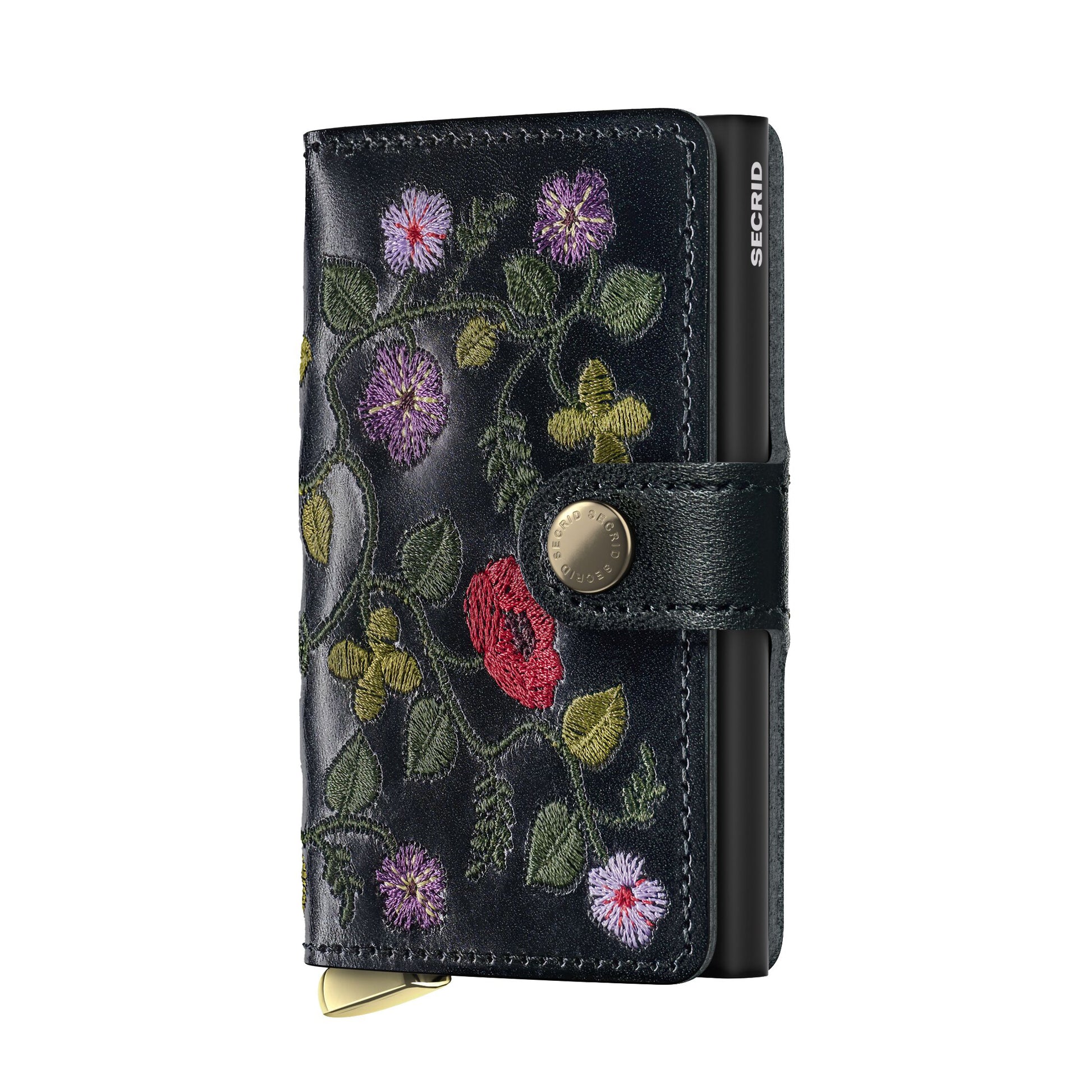 Secrid Miniwallet Stitch Floral│art. MST-FLORAL BLACK│vooraanzicht