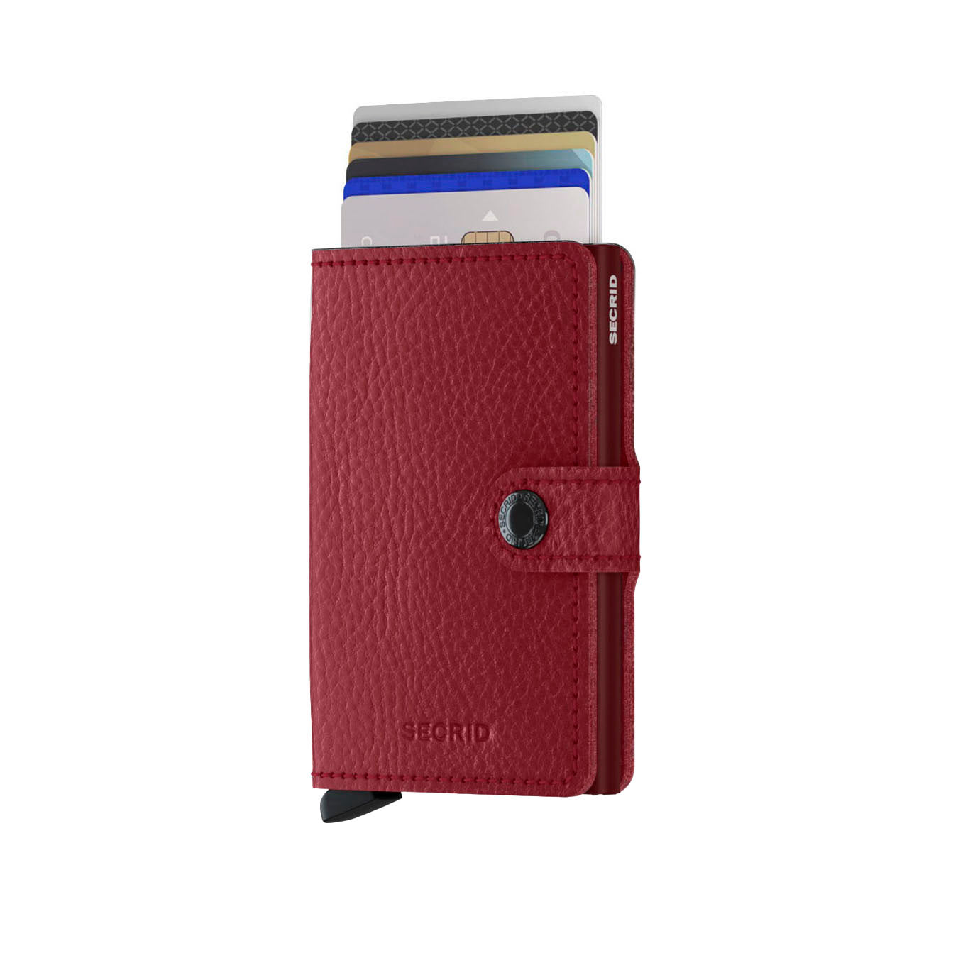 Secrid Miniwallet Veg│art. MVG-ROSSO-BORDEAUX│Pasjeshouder│vooraanzicht met uitgeschoven pasjes