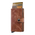 Secrid Miniwallet Vintage│art. MV-COGNAC-BROWN│voorkant met uitgeschoven pasjes