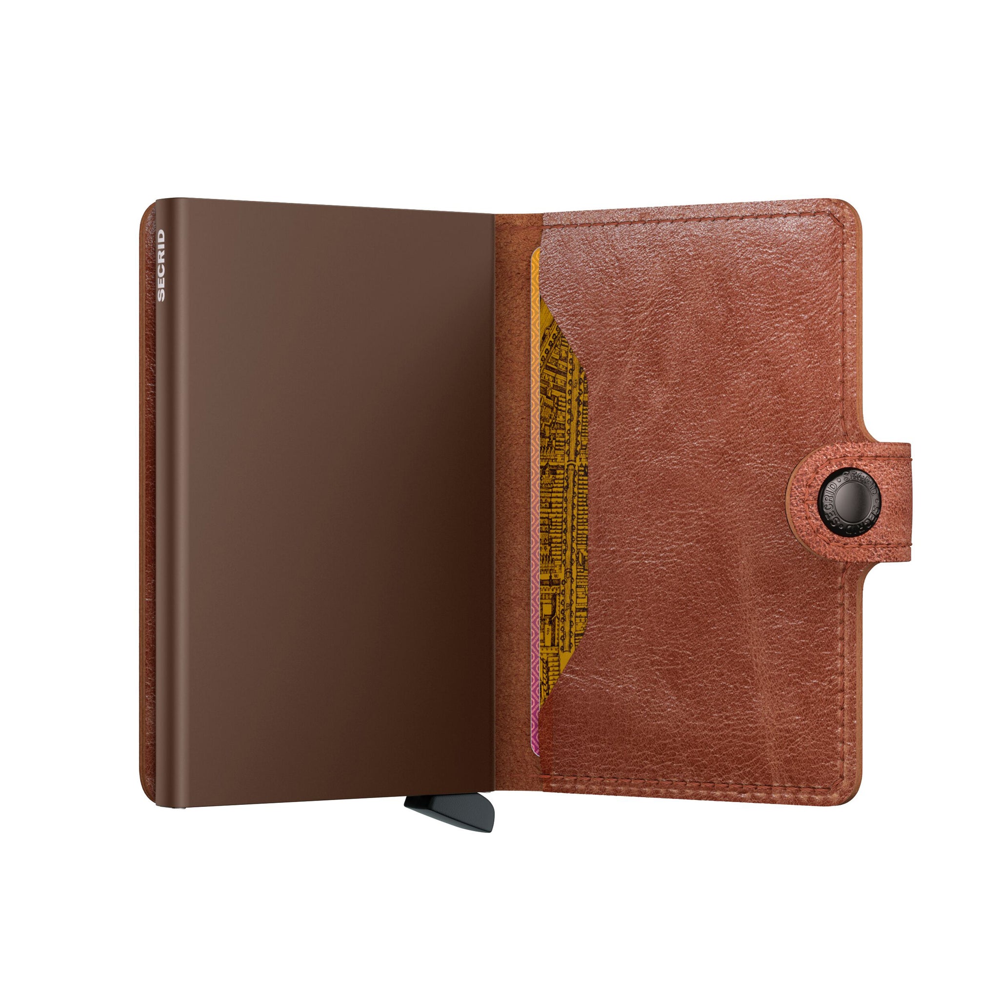 Secrid Miniwallet Vintage│art. MV-COGNAC-BROWN│half geopend