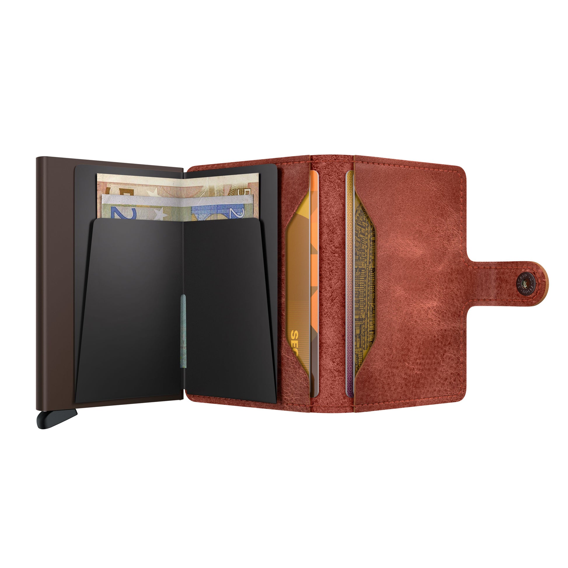 Secrid Miniwallet Vintage│art. MV-ORANGE│Pasjeshouder en Portemonnee│geopend met contant geld