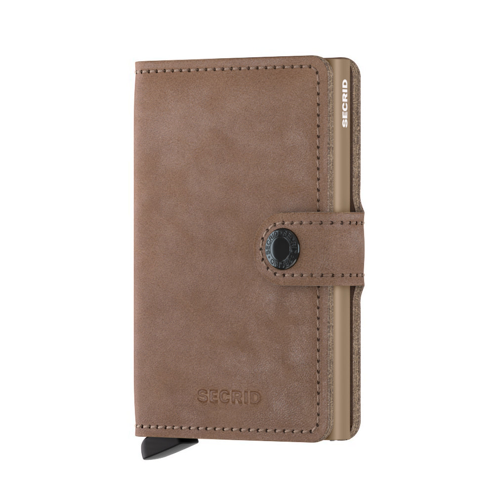 Secrid Miniwallet Vintage│art. MV-TAUPE│Pasjeshouder en Portemonnee│vooraanzicht met witte achtergrond
