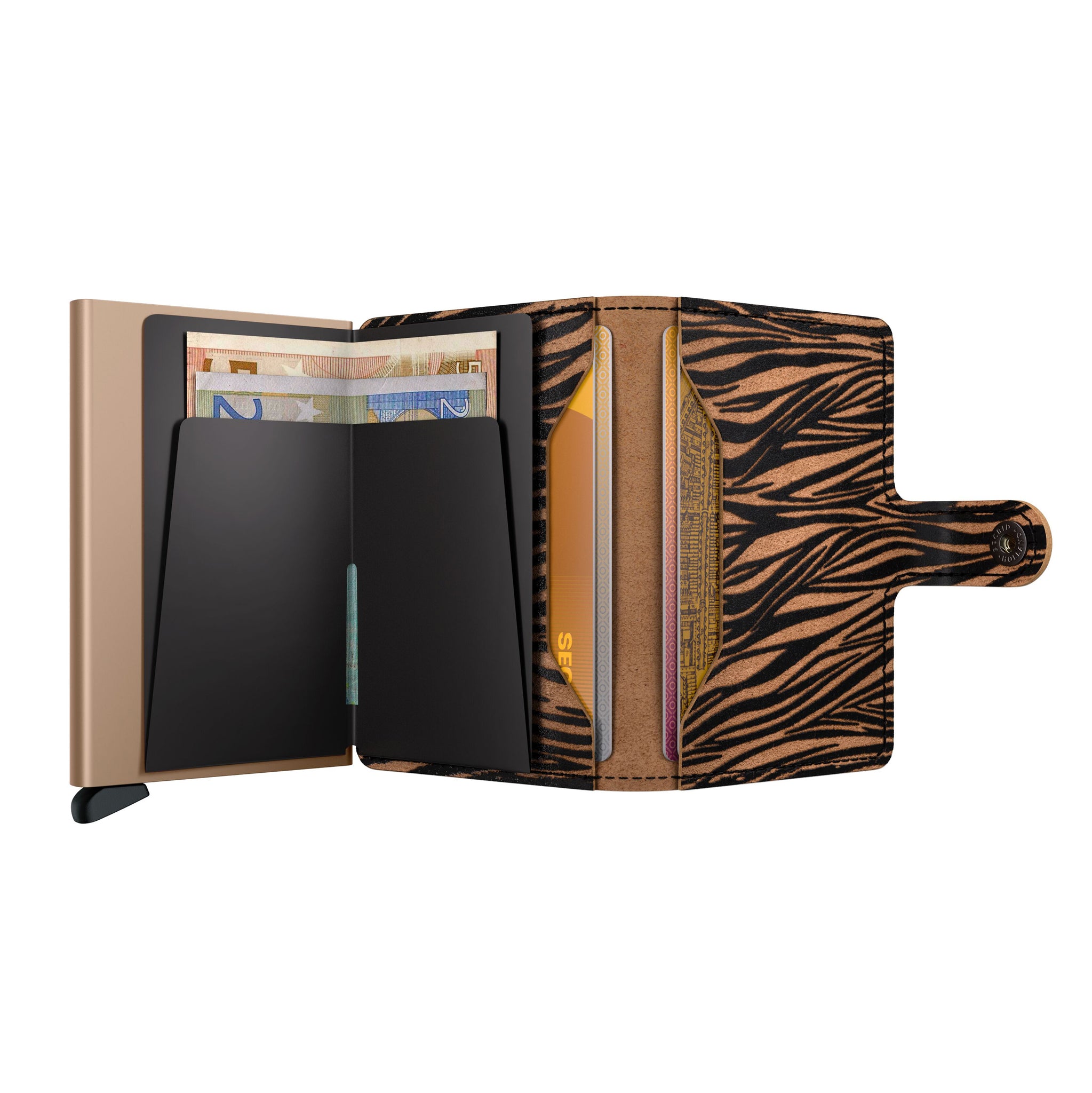 Secrid Miniwallet Zebra│art. MZE-BEIGE│geopend met contant geld