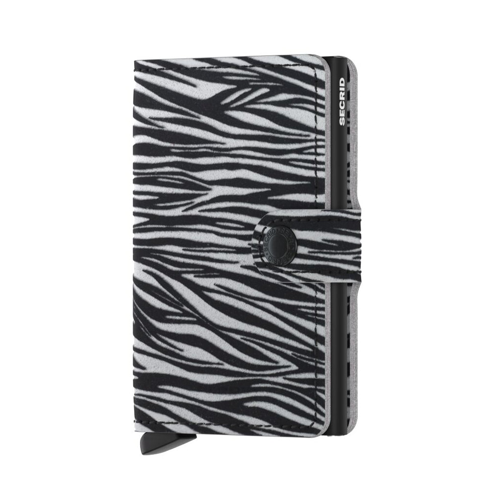 Secrid Miniwallet Zebra│art. MZE-LIGHT-GREY│pasjeshouder en Portemonnee│vooraanzicht met witte achtergrond