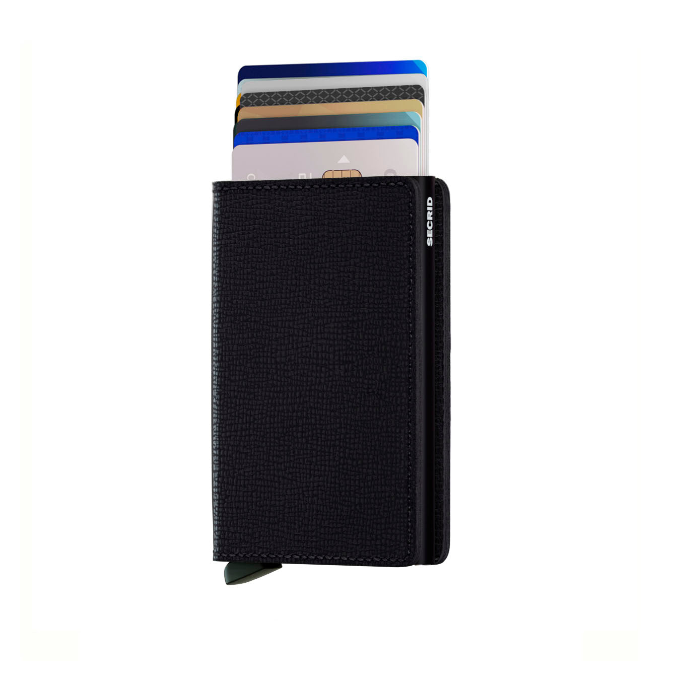 Secrid Slimwallet Crisple│art. SC-BLACK│Pasjeshouder│vooraanzicht met uitgeschoven pasjes