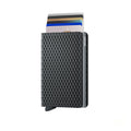 Secrid Slimwallet Cubic│art. SCU-BLACK-TITANIUM│Pasjeshouder│vooraanzicht met uitgeschoven pasjes
