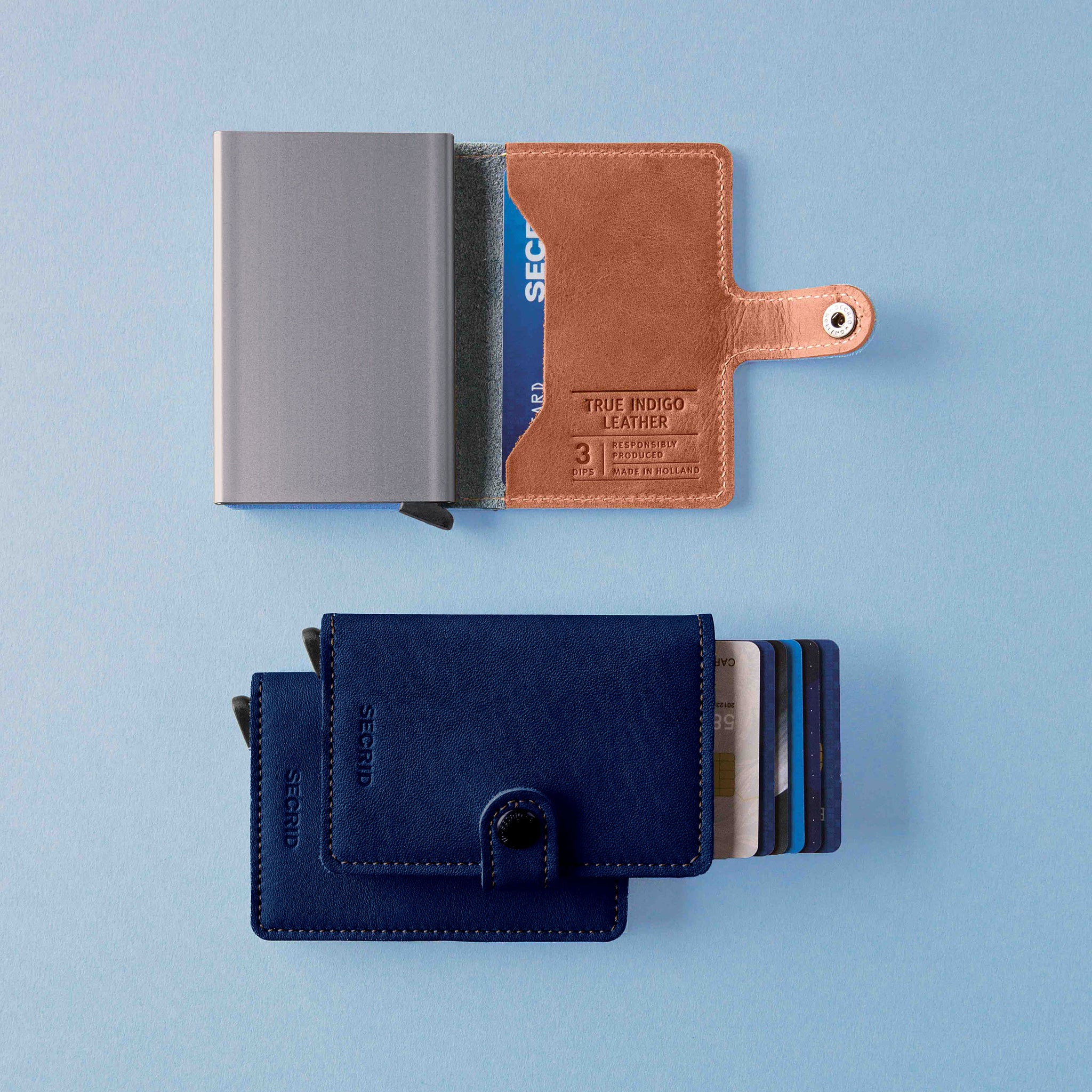 Secrid Slimwallet Indigo│art. SIN-5-TITANIUM│Pasjeshouder│met miniwallet in leersoort