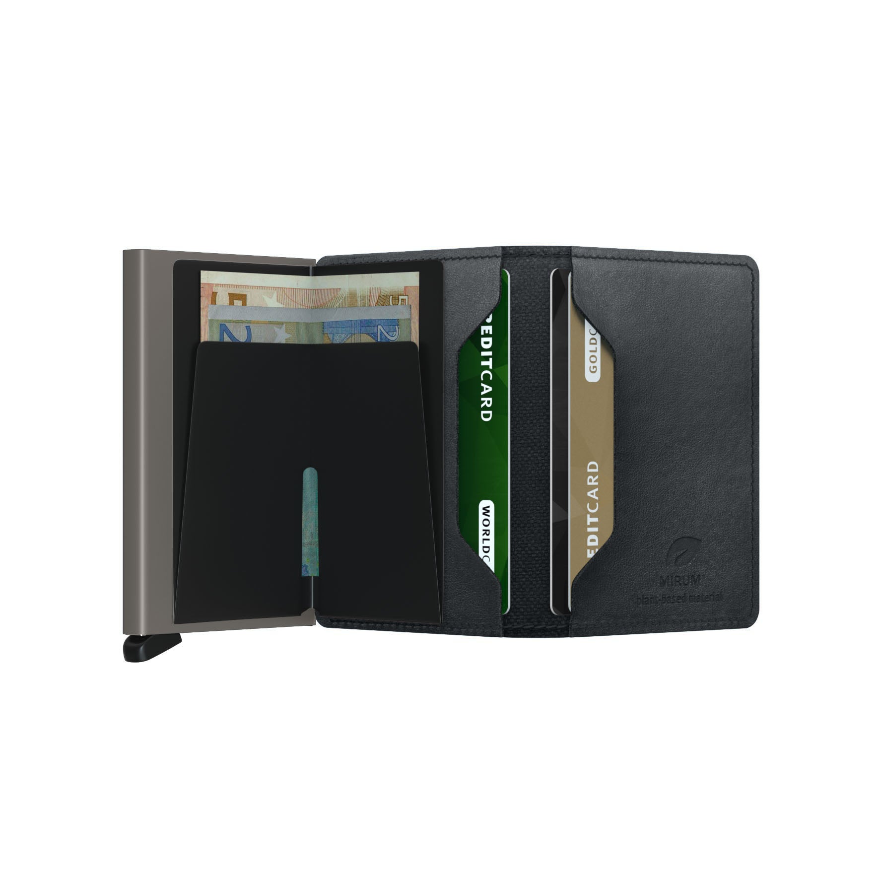 Secrid Slimwallet Mirum-Plant Based│Pasjeshouder│art. SMI-BLACK│geopend met contant geld