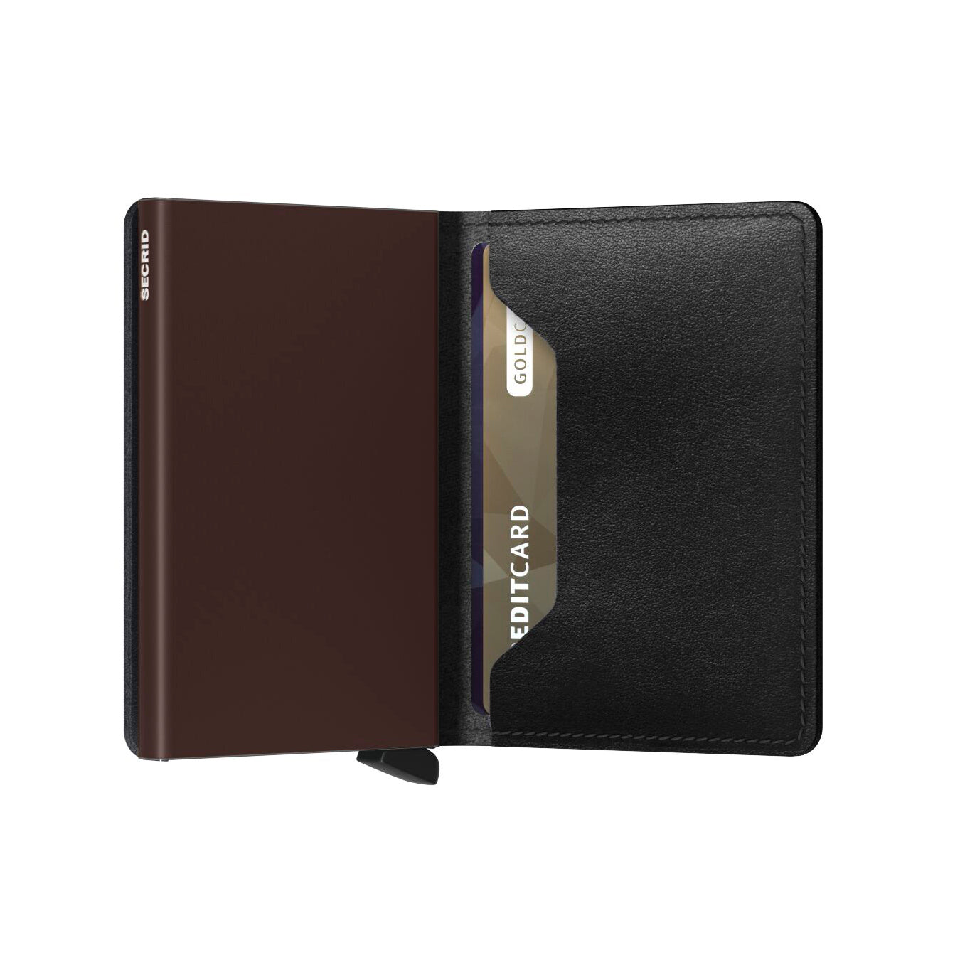 Secrid Slimwallet Original│art. SO-BLACK-BROWN│Pasjeshouder│half geopend