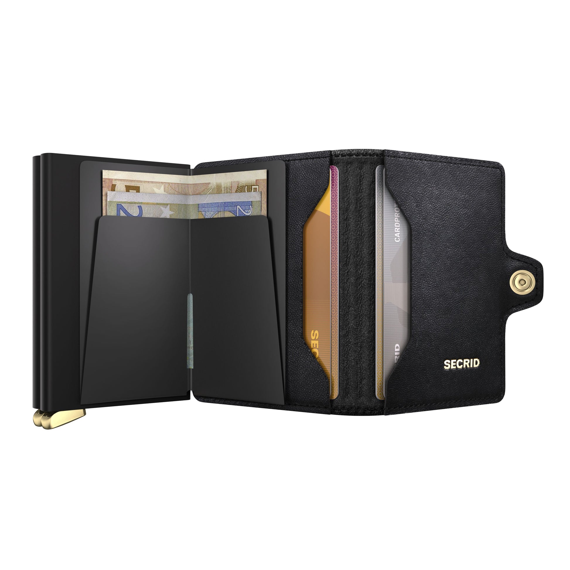 Secrid Twinwallet Emboss Diamond│art. TED-BLACK│geopend met contant geld