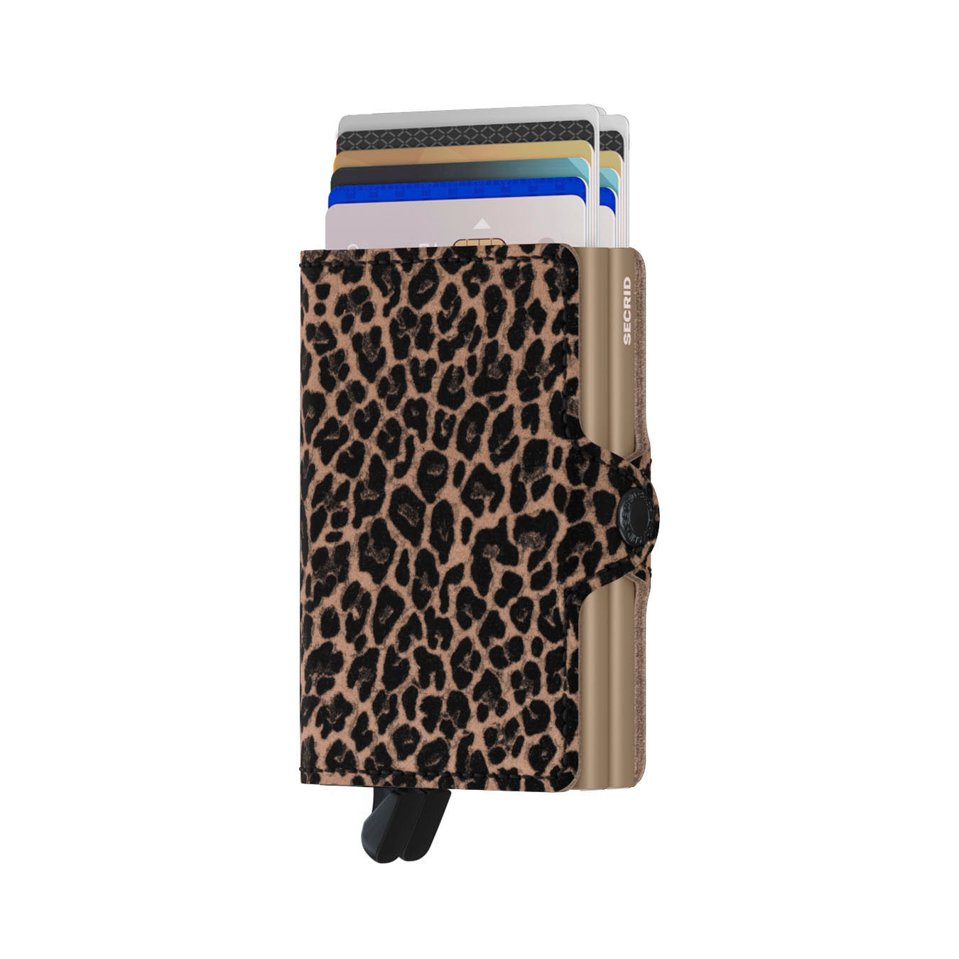 Secrid Twinwallet Leo│art. TLE-BEIGE│pasjeshouder│voorkant met uitgeschoven pasjes en clip