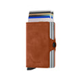 Secrid Twinwallet Vintage│art. TV-COGNAC-SILVER│Pasjeshouder│vooraanzicht met uitgeschoven pasjes