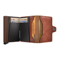 Secrid Twinwallet Vintage│art. TV-COGNAC-BROWN│geopend met contant geld