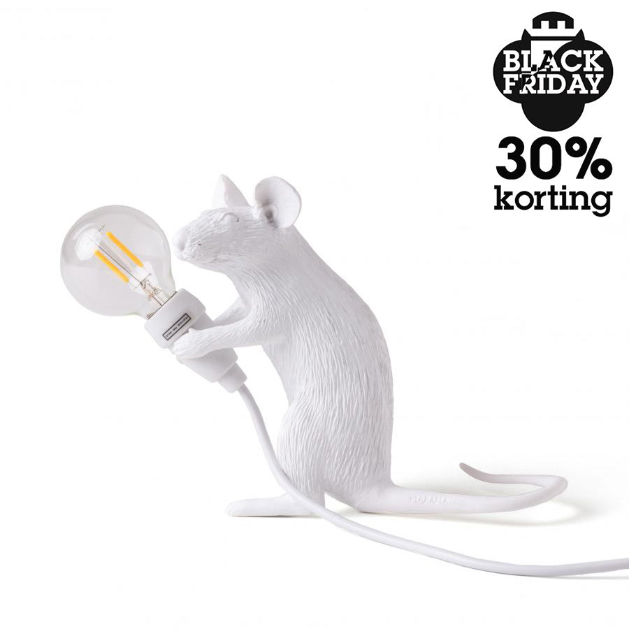 Mouse Lamp White Sitting│art. 15221│Black Friday 30% Korting