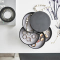 Sieradendoos Rond 4-Laags Zwart│Yamazaki│art. 04069│bovenaanzicht geopend met sieraden