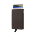 Secrid Slimwallet Matte│art. SM-TRUFFLE│Pasjeshouder│voorkant met uitgeschoven pasjes en clip