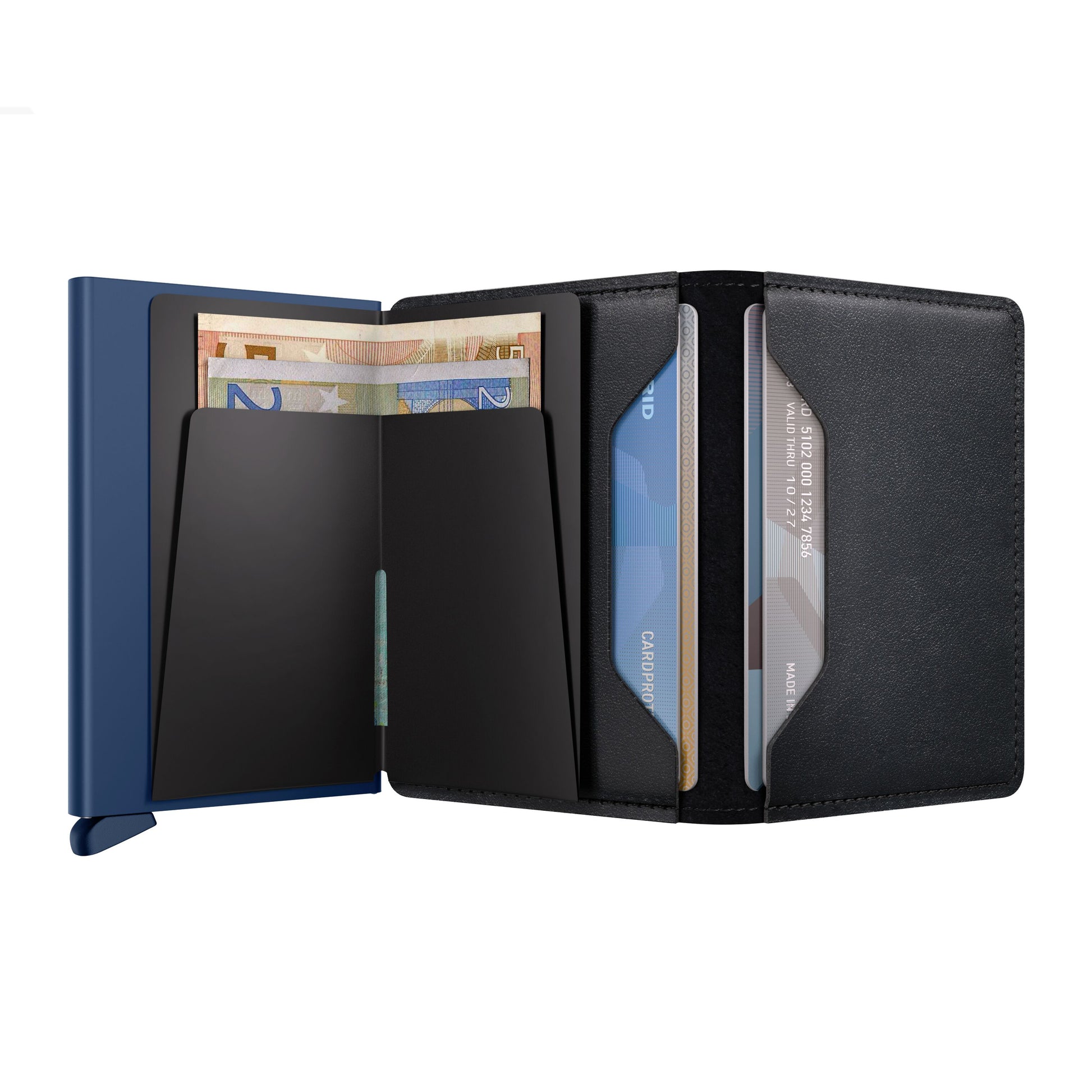 Secrid Slimwallet Original│art. SO-BLACK-NAVY│geopend met contant geld