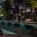 Flora Oplaadbare Tafellamp Wit│Buitenverlichting│art. 78460│in rij op bar in restaurant