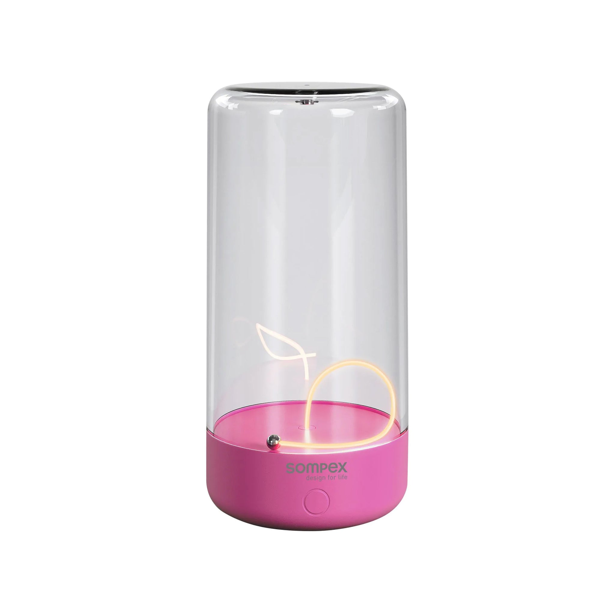 Sompex Pulse Oplaadbare Tafellamp Neon Roze│art. 78518│vooraanzicht met gebogen gloeidraad