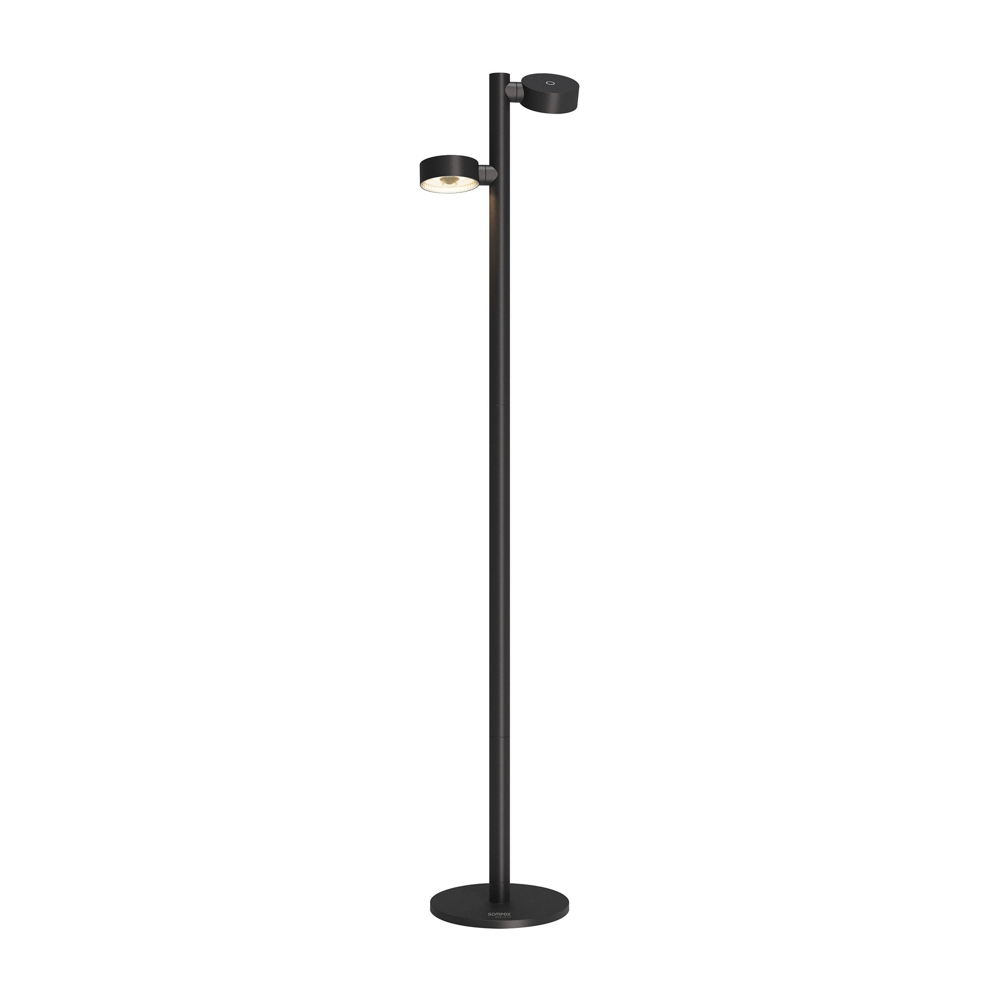 Sompex Ronda Vloerlamp Dubbel Zwart│art. 79080│vooraanzicht met sfeerlicht aan