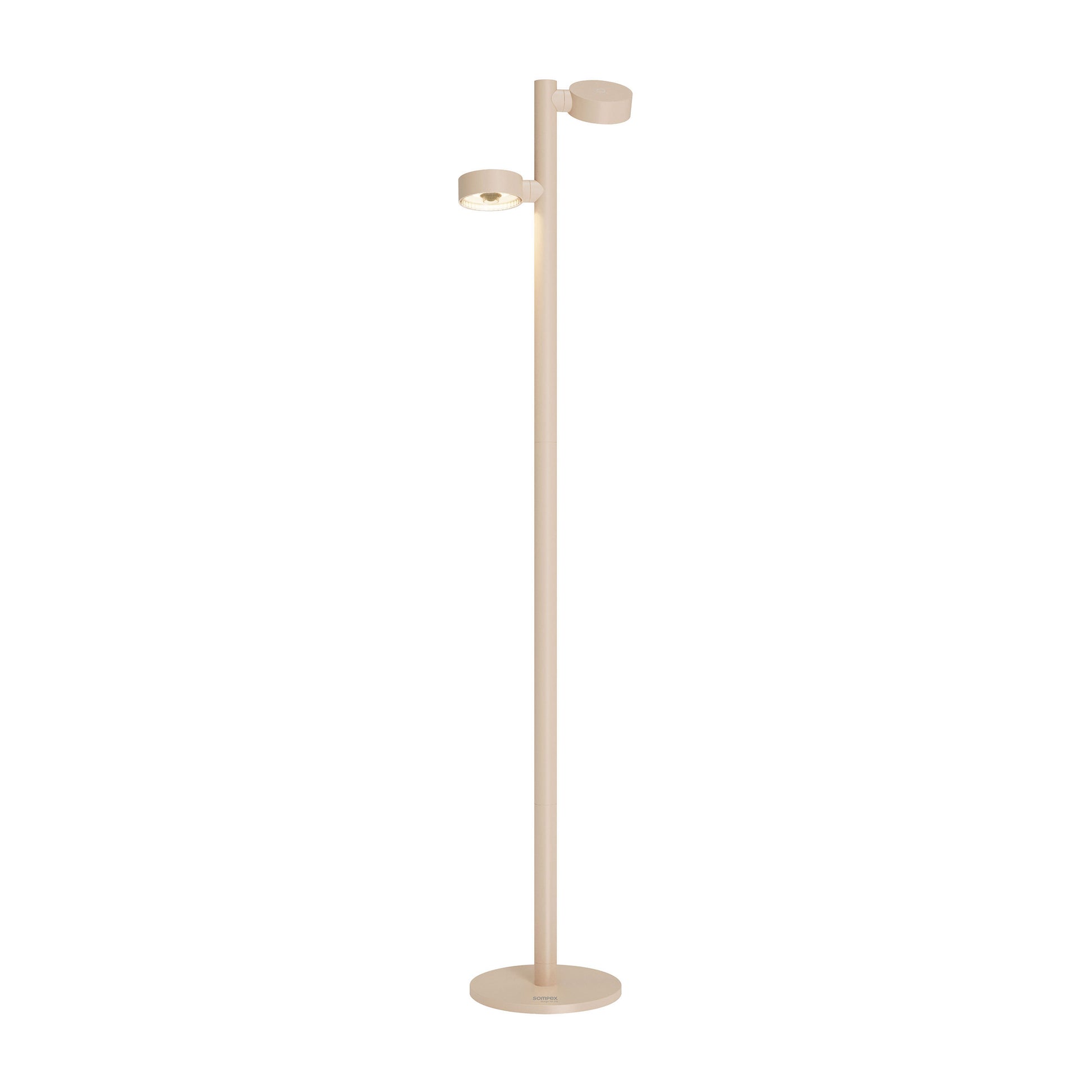 Sompex Ronda Oplaadbare Vloerlamp Dubbel Sand│art. 79083│vooraanzicht met sfeerverlichting aan