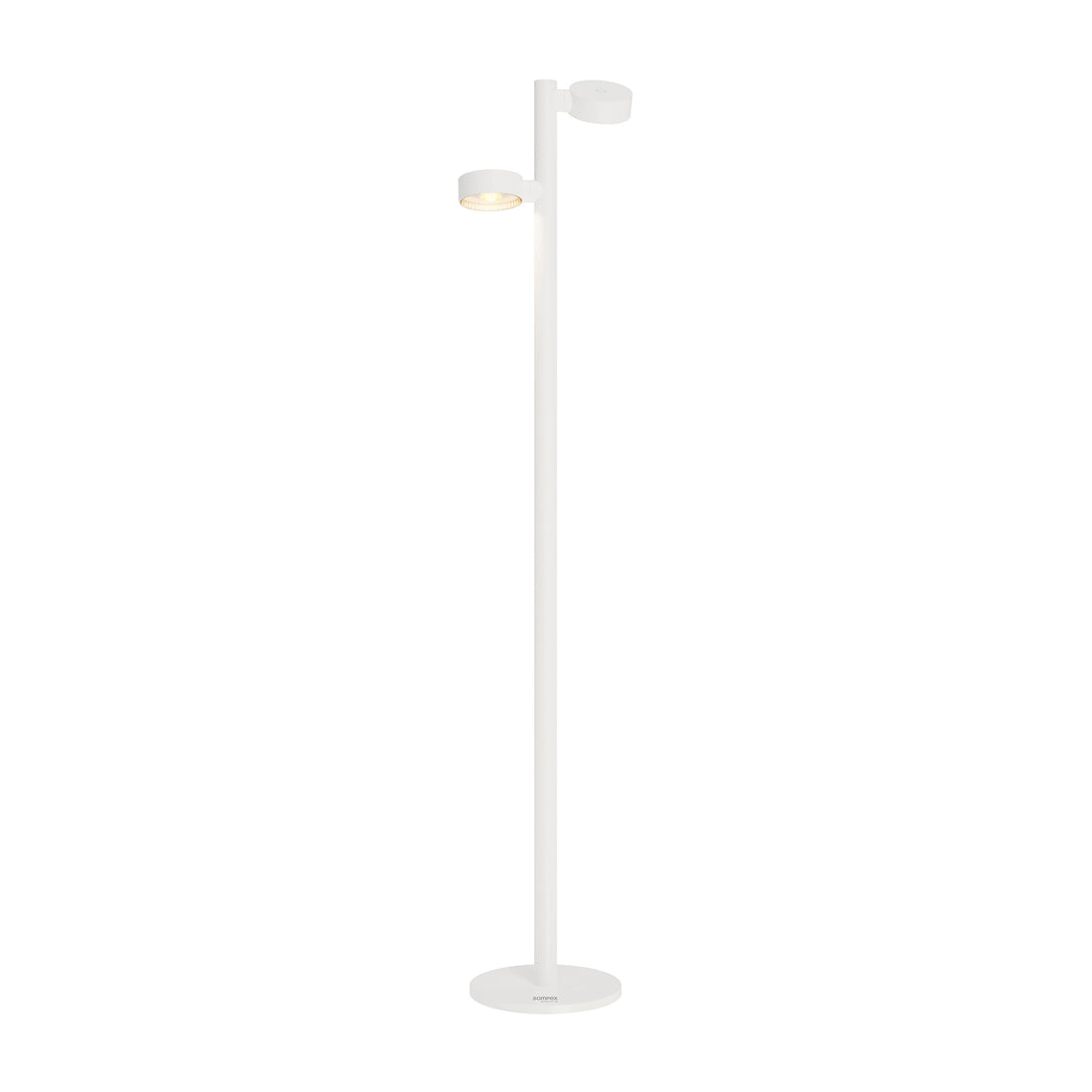 Sompex ronda Floorlamp Dubbel Wit│art. 79081│vooraanzicht met spot aan
