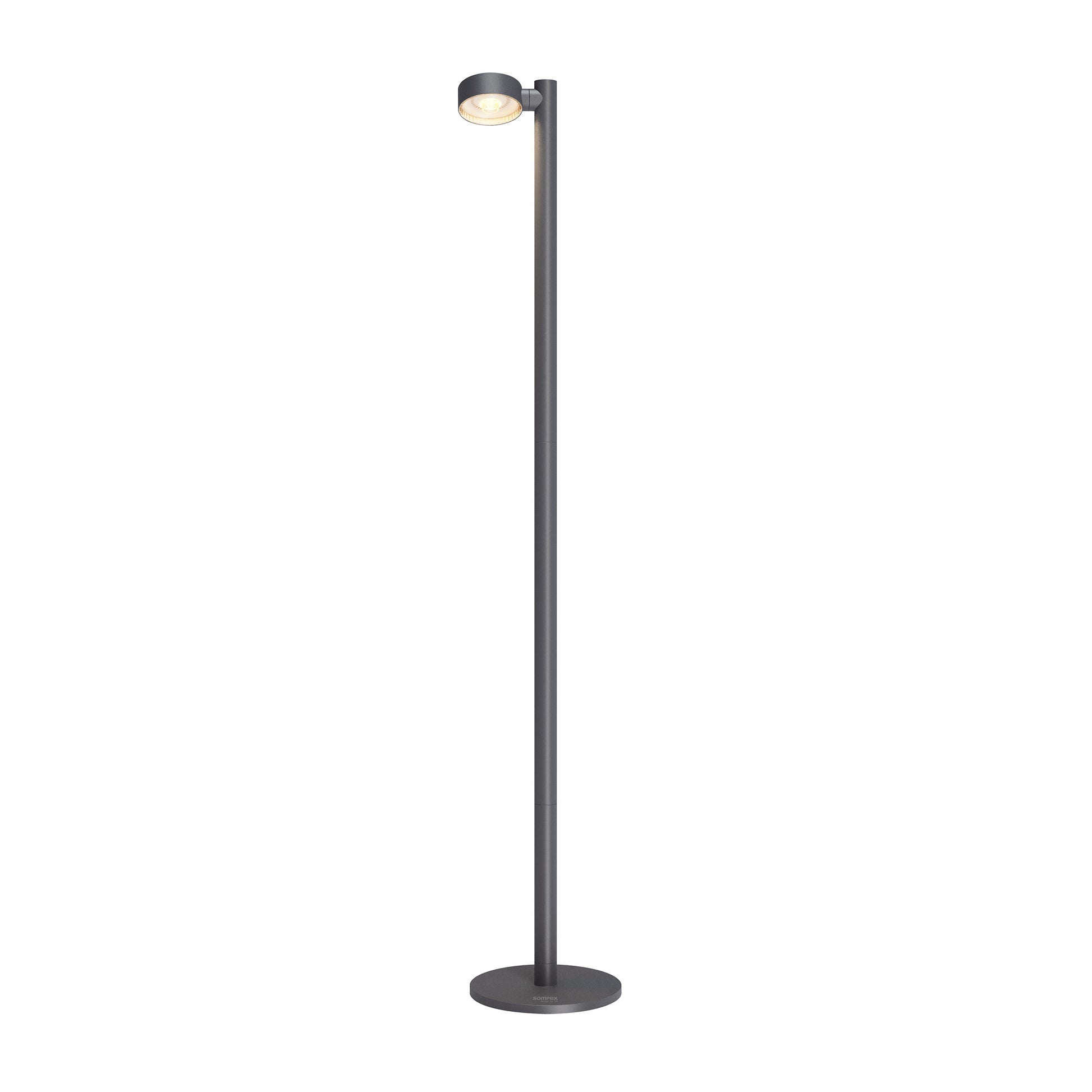 Sompex Ronda Oplaadbare Vloerlamp Antraciet│art. 79072│vooraanzicht met spot aan