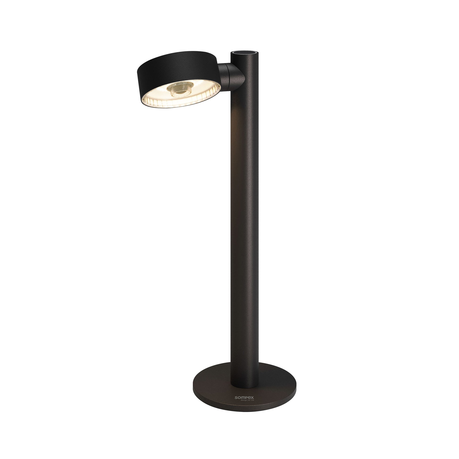Sompex Ronda Oplaadbare Tafellamp Zwart│art. 79060│vooraanzicht met sfeerverlichting aan