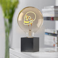 Sompex LED-Filament lamp Large Skull│art. 625137│in vierkante lamp met licht aan