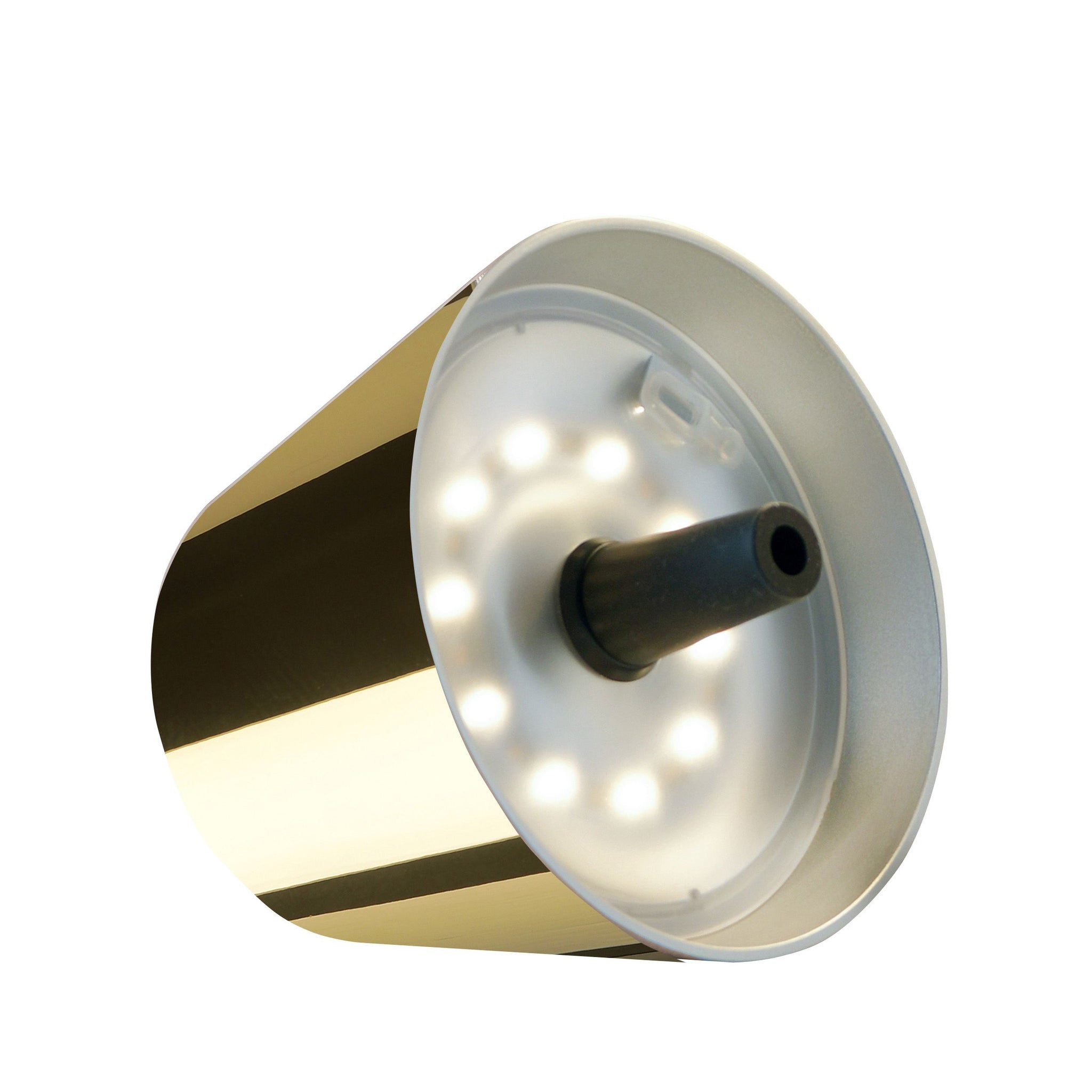 Sompex Top 2.0 Goud│Oplaadbare Flessenlamp│art. 72551│liggend op zijkant met witte verlichting