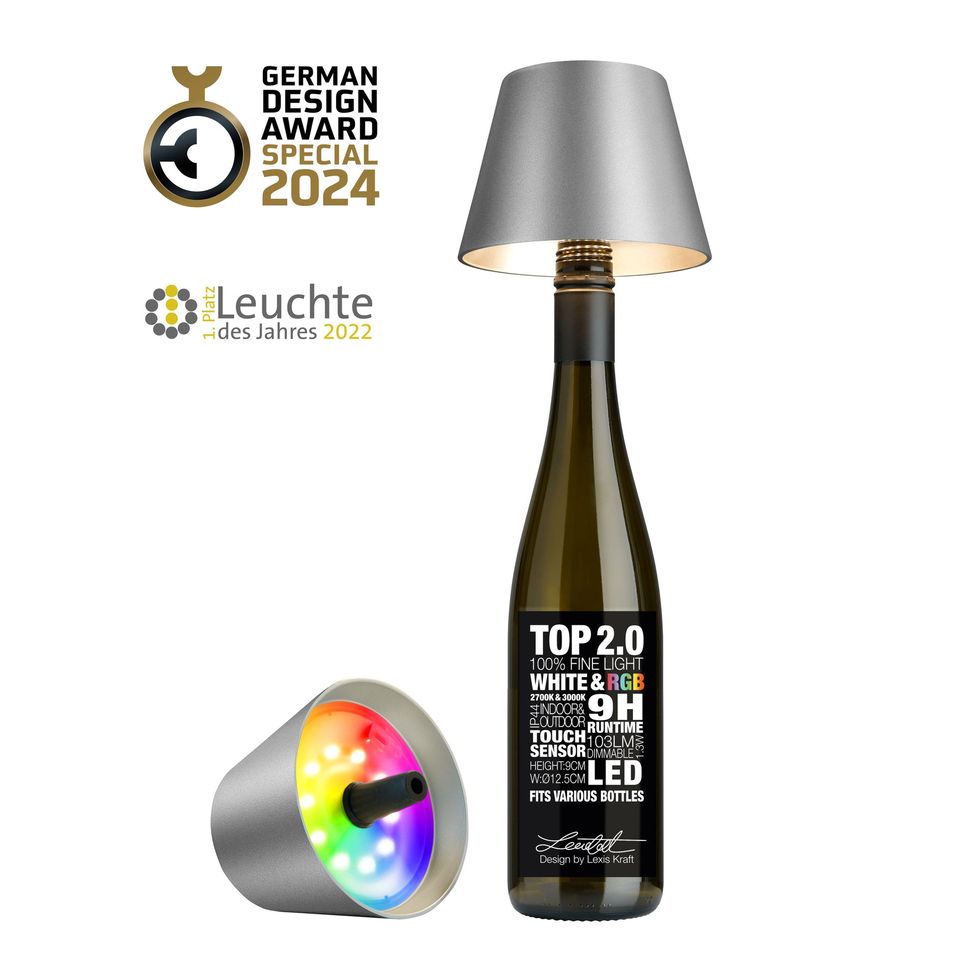 Sompex Top 2.0 Graphite Metallic│vooraanzicht met logo's van Awards