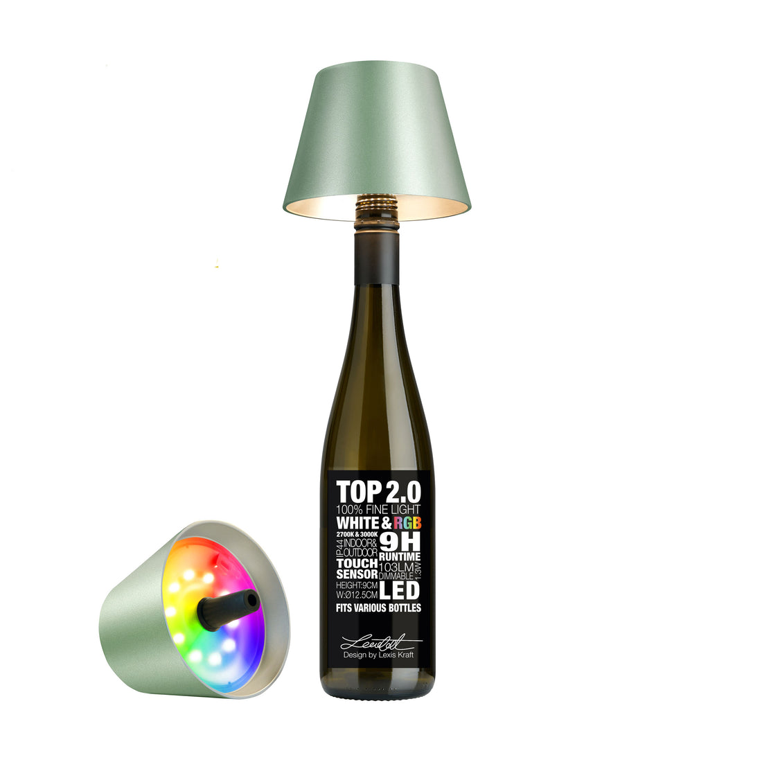 Sompex Top 2.0 Groen Metallic│art. 72542│vooraanzicht met witte achtergrond