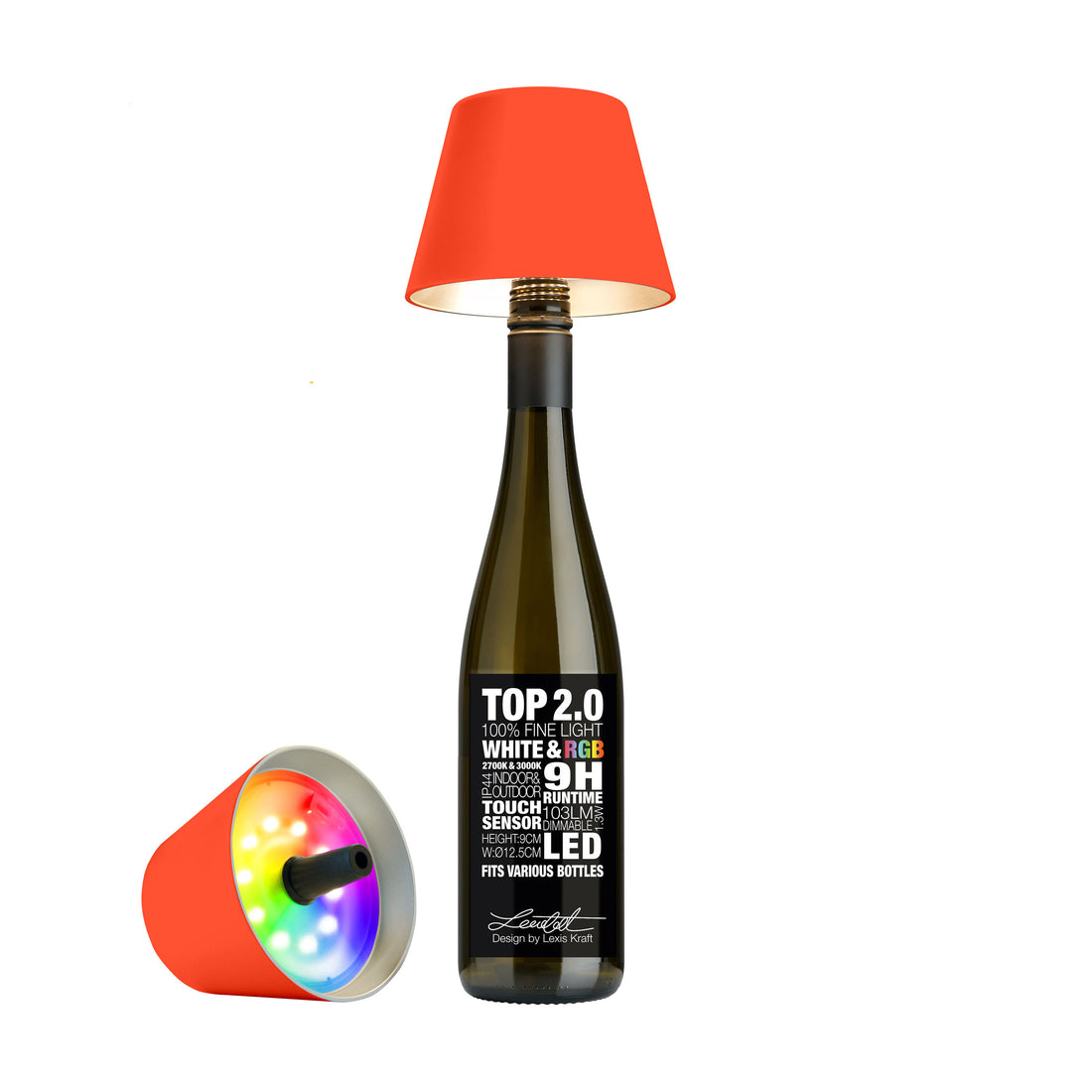 Sompex Top 2.0 Neon Oranje│art. 72537│vooraanzicht met witte achtergrond