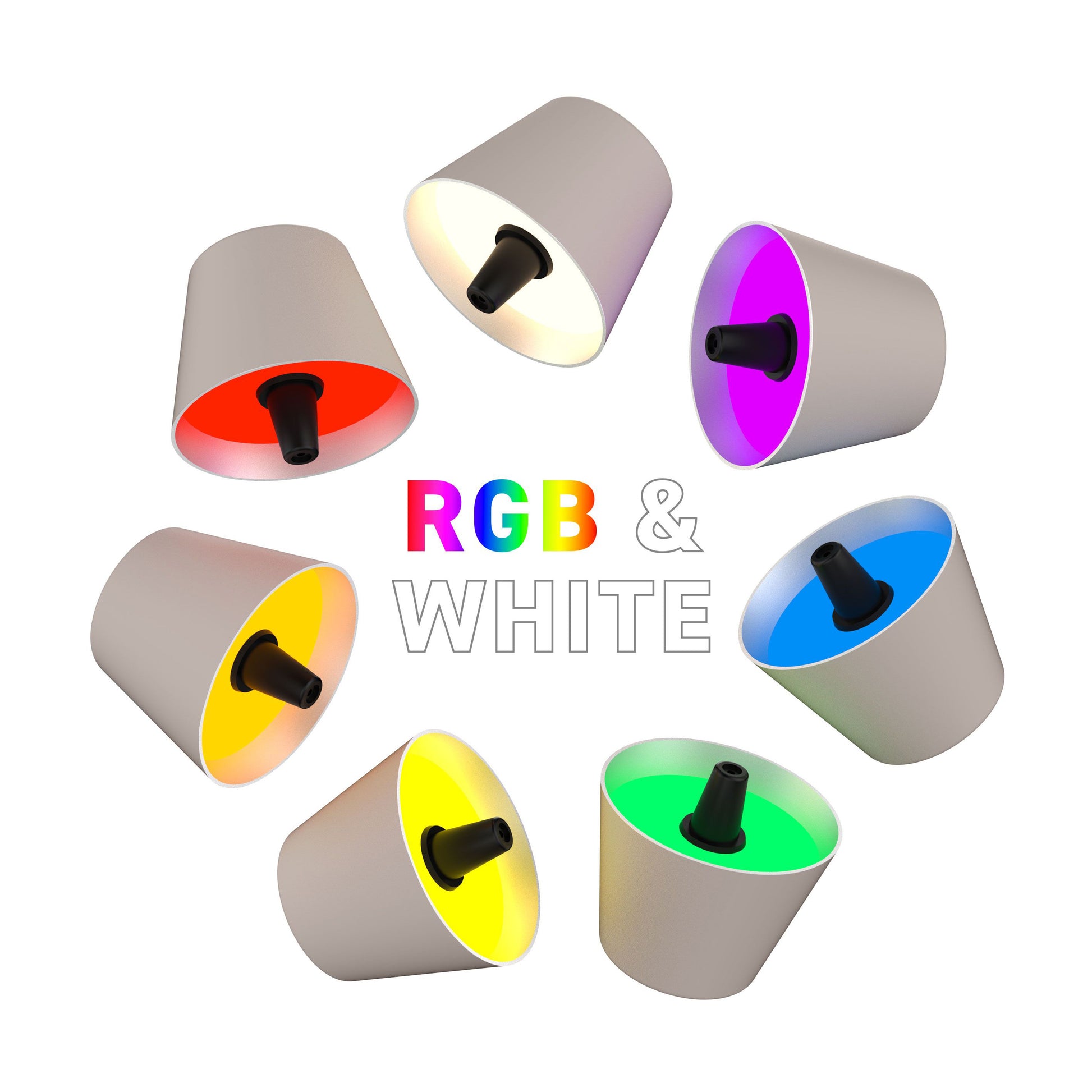Sompex Top 2.0 Oplaadbare Flessenlamp│Sand│Buitenverlichting│art. 72528│overzicht RGB kleuren licht