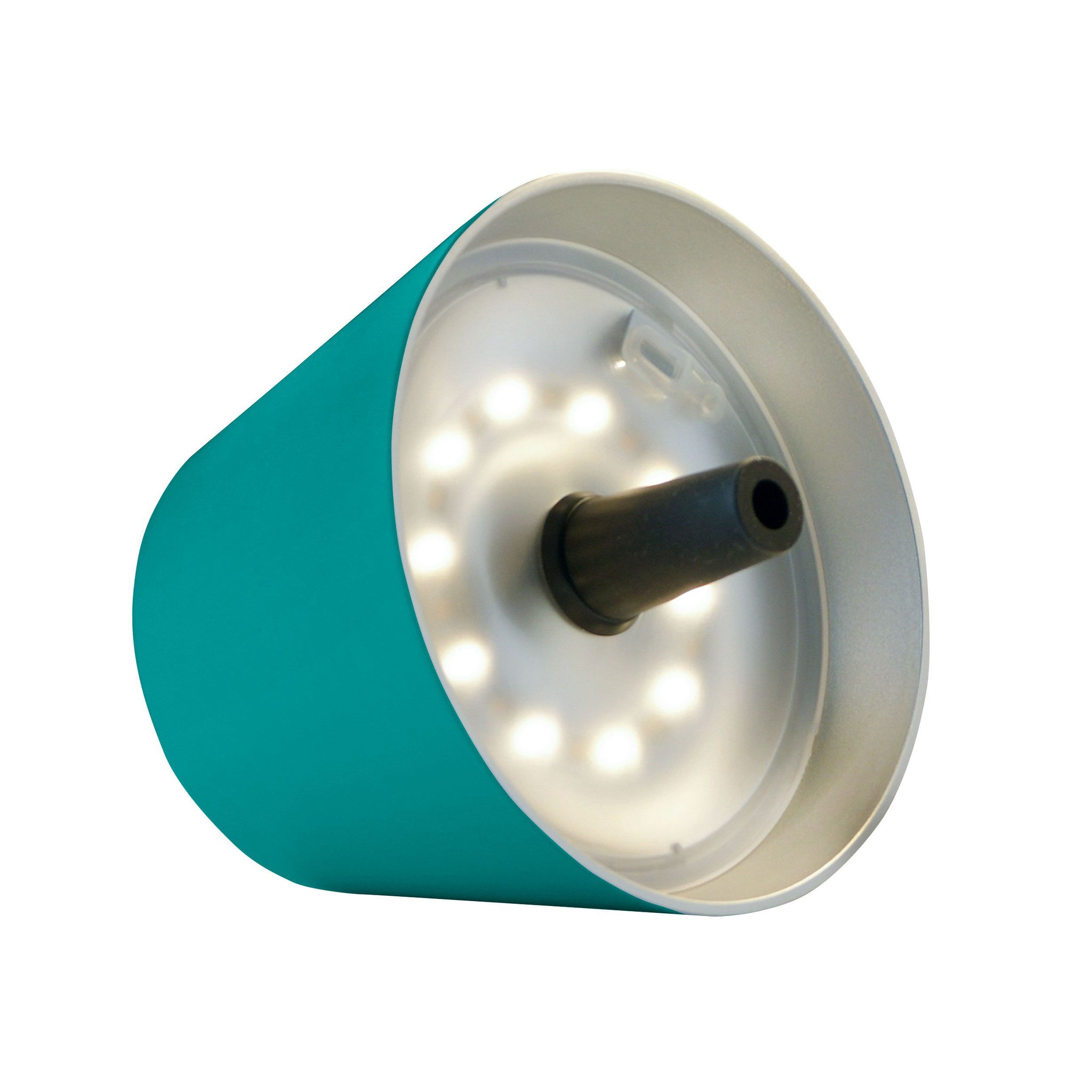 Sompex Top 2.0 Oplaadbare Flessenlamp│Turqouise│art. 72534│Buitenverlichting│liggend met witte verlichting aan