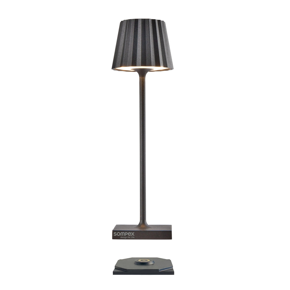 Sompex Troll Nano Antraciet│Oplaadbare Tafellamp│Buitenlamp│art. 78580│Voorkant met witte achtergrond