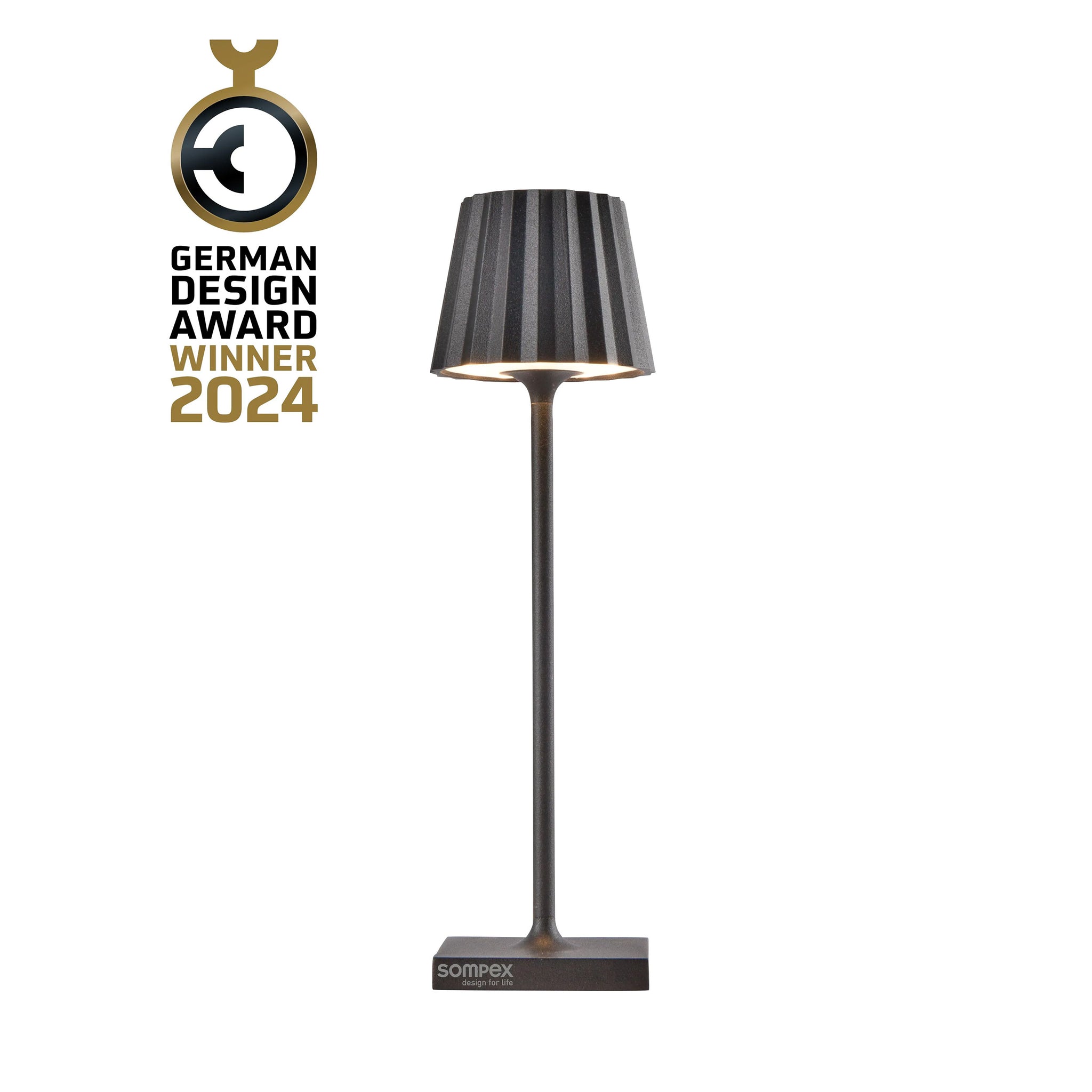 Sompex Troll Nano Antraciet│Oplaadbare Tafellamp│Buitenlamp│art. 78580│met logo German Design Award Winner 2024