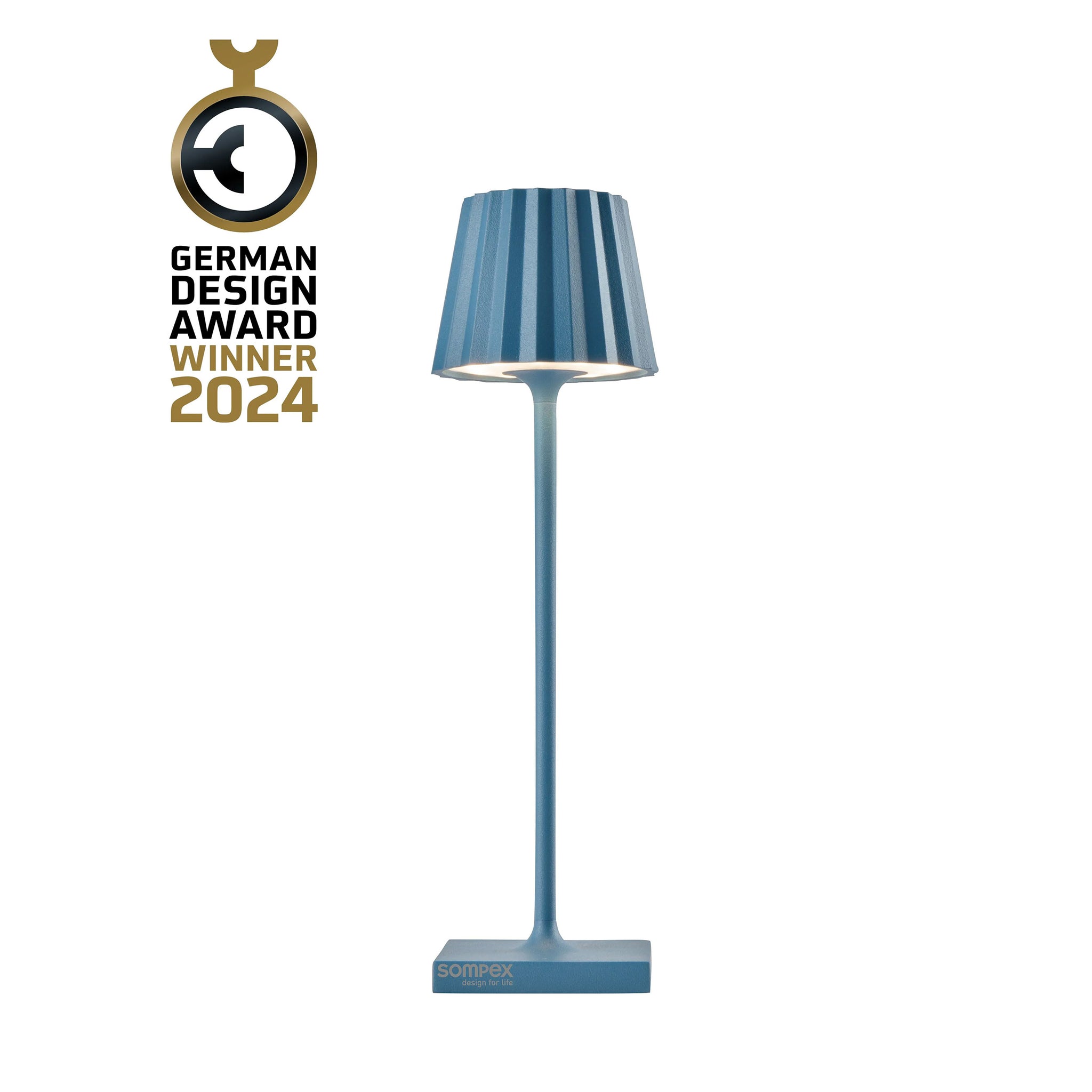 Sompex Troll Nano Blauw│Oplaadbare Tafellamp│Buitenverlichting│art. 78575│met logo German Design Award Winner 2024