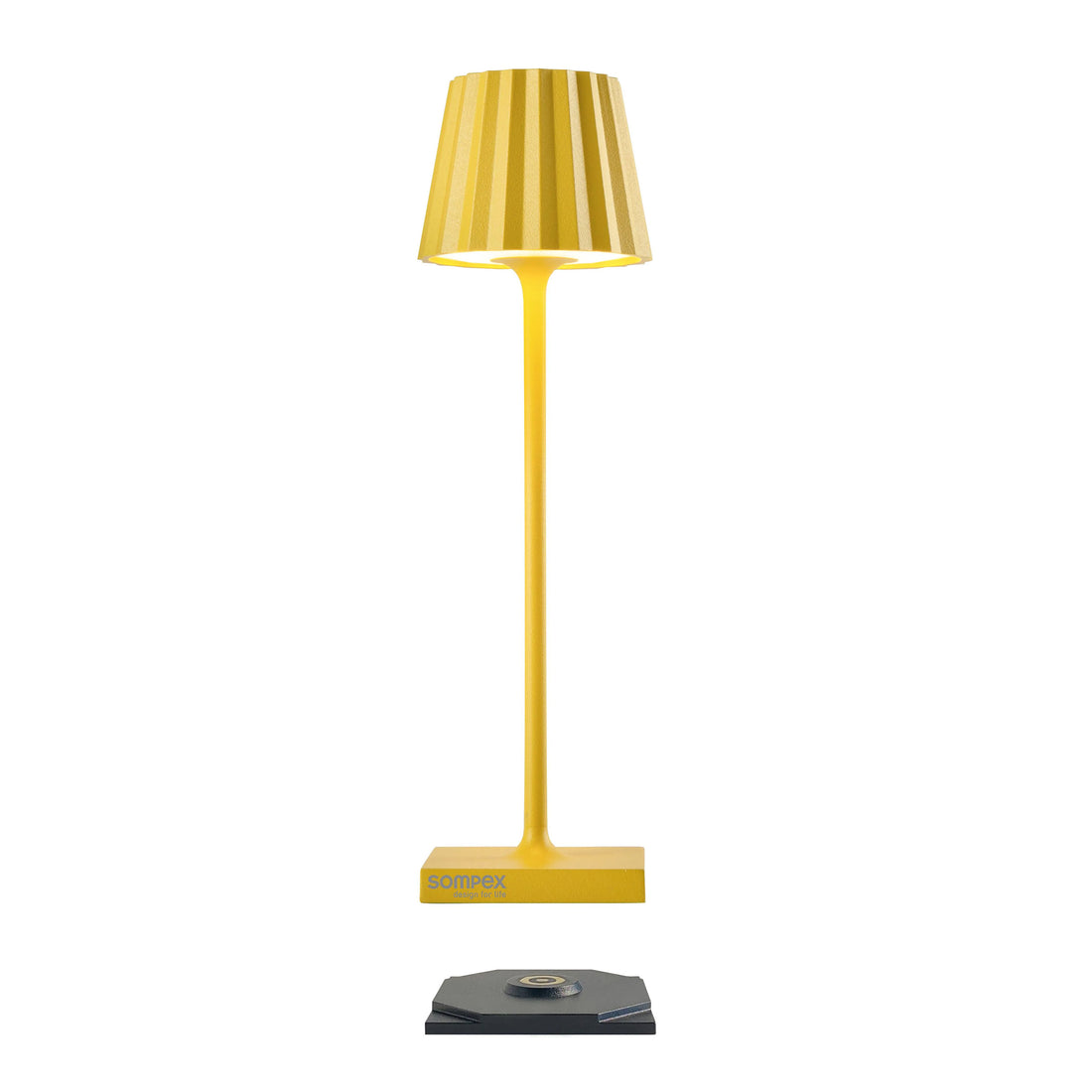 Sompex Troll Nano Geel│Oplaadbare Tafellamp│Buitenverlichting│art. 78572│voorkant met witte achtergrond