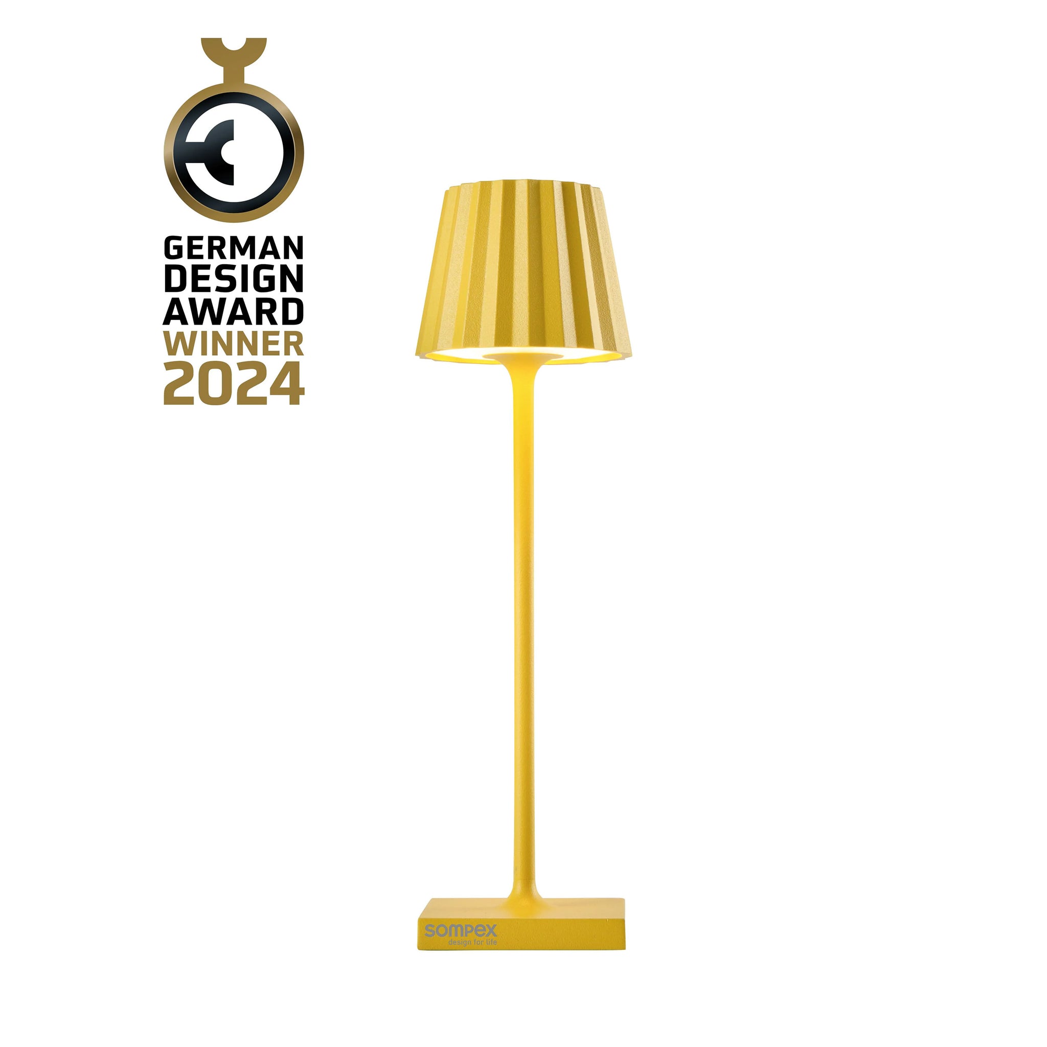 Sompex Troll Nano Geel│Oplaadbare Tafellamp│Buitenverlichting│art. 78572│logo German Design Award Winner 2024