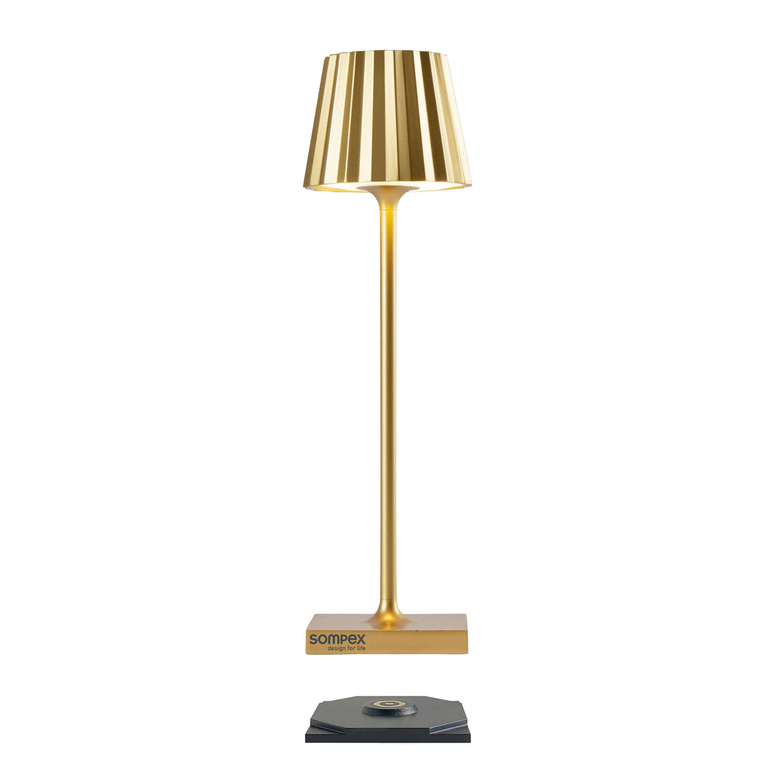 Sompex Troll Nano Goud│Oplaadbare Tafellamp│Buitenverlichting│art. 78587│voorkant met witte achtergrond