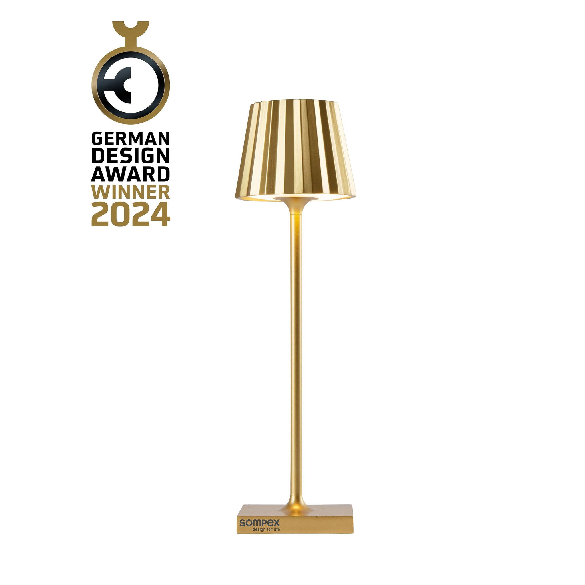 Sompex Troll Nano Goud│Oplaadbare Tafellamp│Buitenverlichting│art. 78587│logo German Design Award Winner 2024
