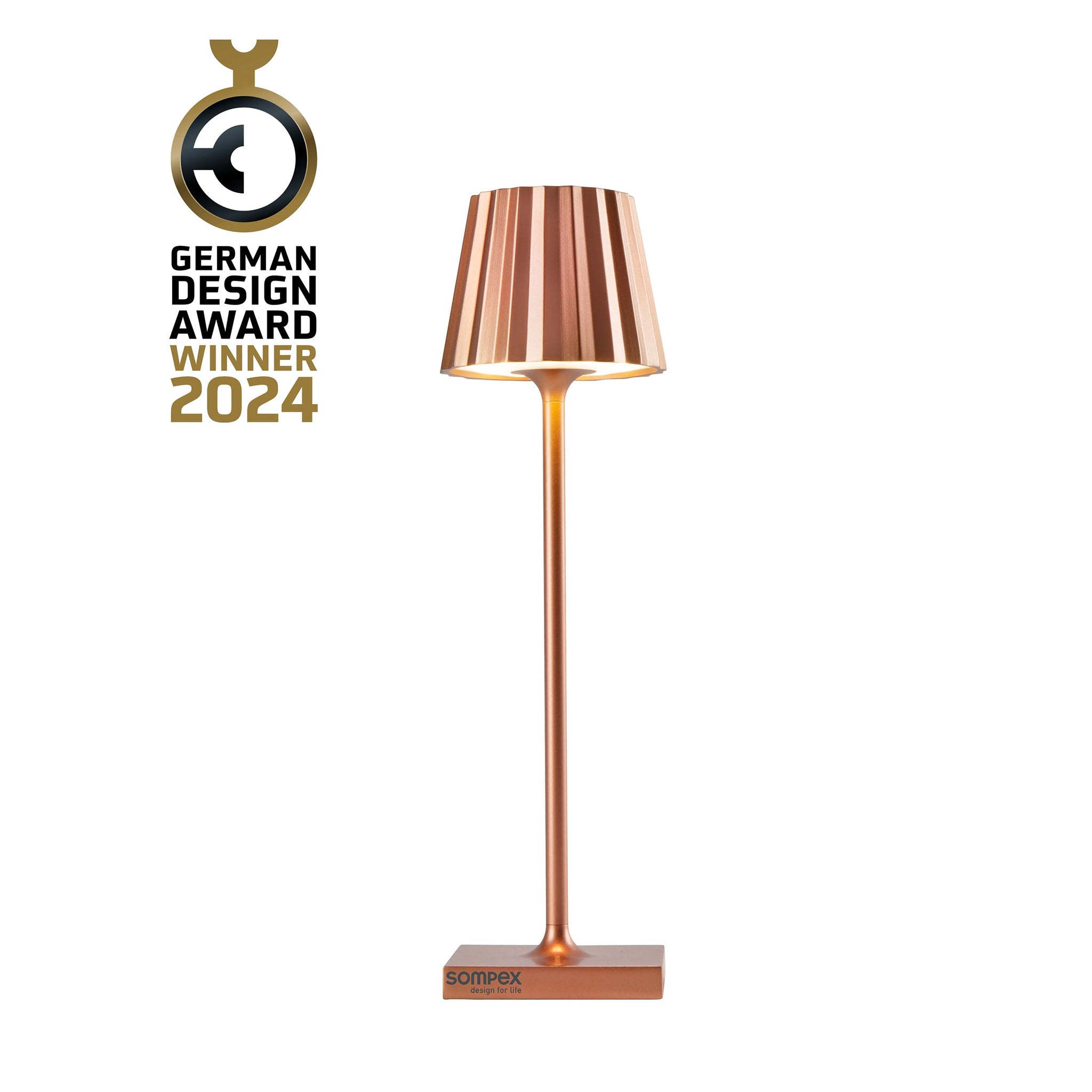 Sompex Troll Nano Koper│Oplaadbare Tafellamp│Buitenverlichting│art. 78588│met logo German Design Award Winner 2024