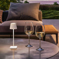 Sompex Troll Nano Zilver│Oplaadbare Tafellamp│Buitenverlichting│art. 78586│witte versie op buitentafel