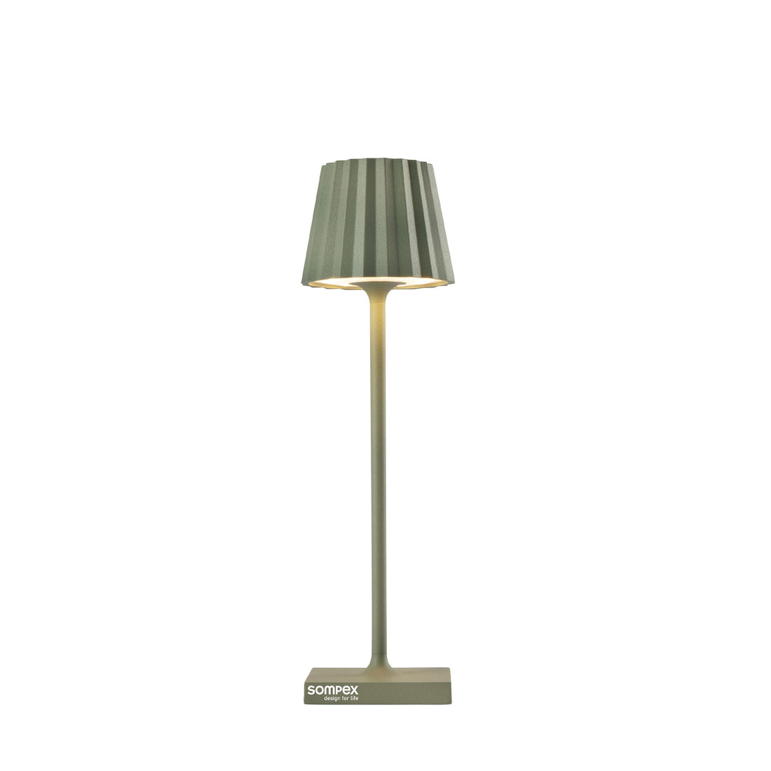 Sompex Troll Nano Olijfgroen│Oplaadbare Tafellamp│Buitenverlichting│art. 78574│voorkant met witte achtergrond