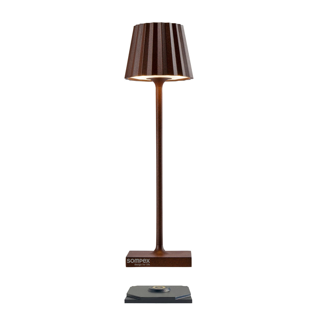 Sompex Troll Nano Roestbruin│Oplaadbare Tafellamp│Buitenverlichting│art. 78573│voorkant met witte achtergrond
