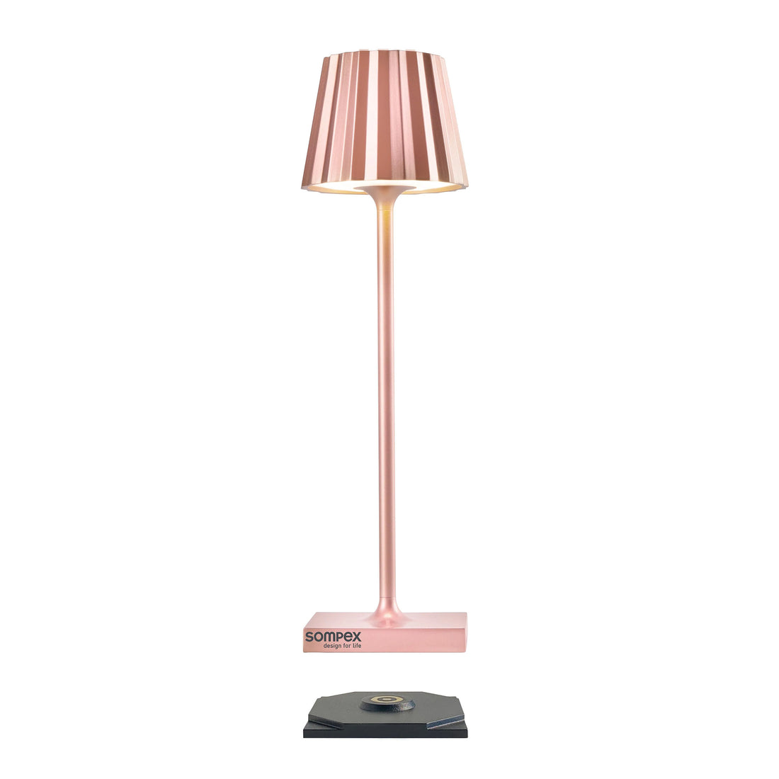 Sompex Troll Nano Roségoud│Oplaadbare Tafellamp│Buitenverlichting│art. 78589│voorkant met witte achtergrond