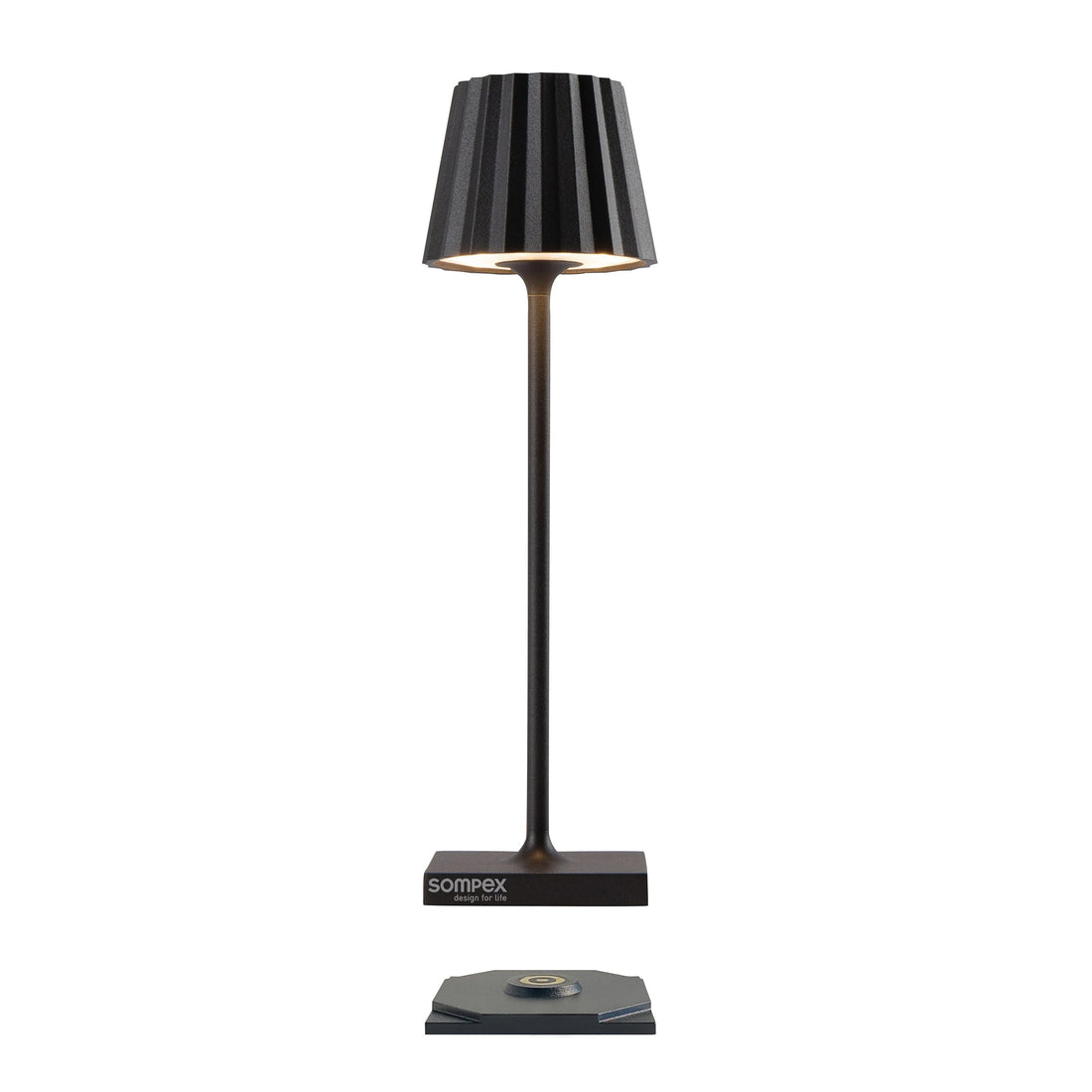 Sompex Troll Nano Zwart│Oplaadbare Tafellamp│Buitenverlichting│art. 78571│voorkant met witte achtergrond