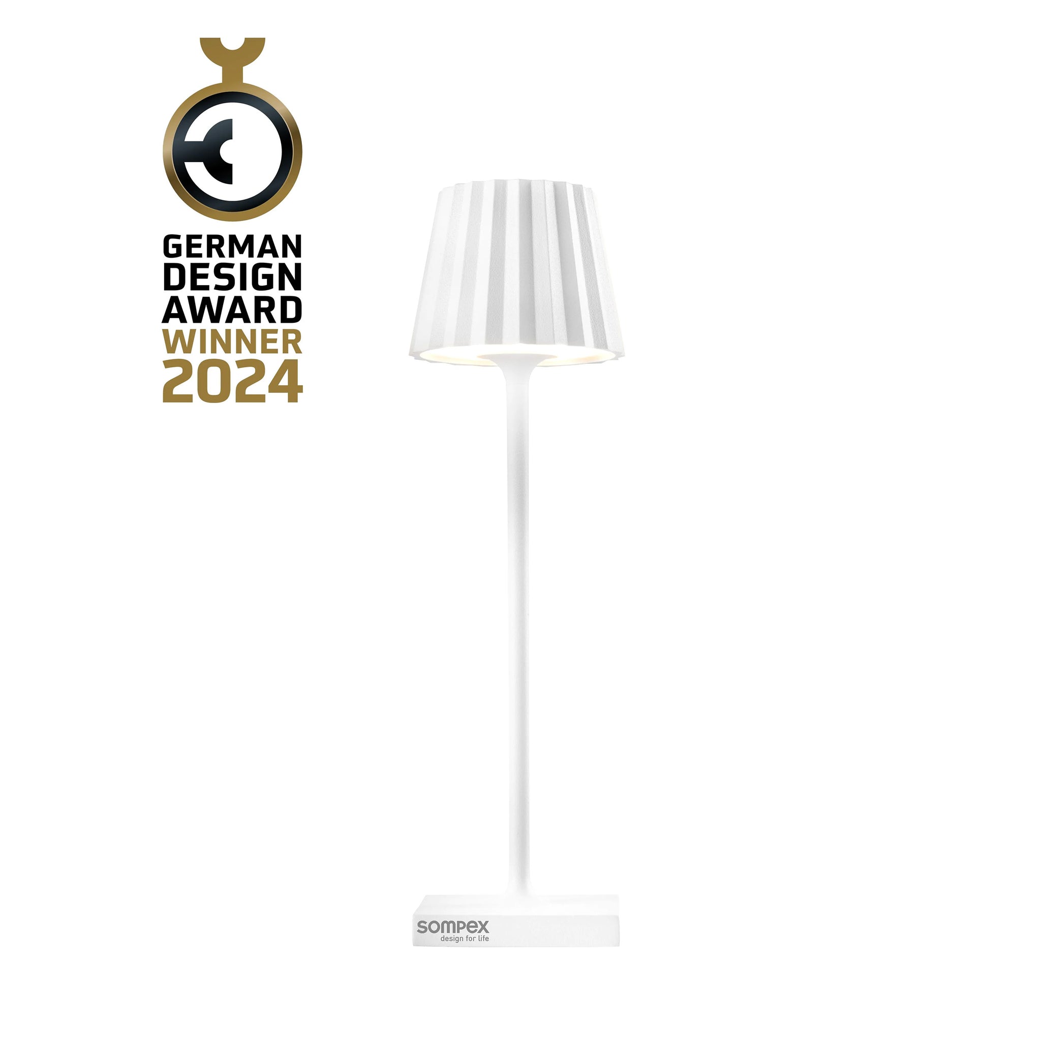 Sompex Troll Nano Wit Oplaadbare Tafellamp│Buitenverlichting│art. 78570│logo German Design Award Winner 2024