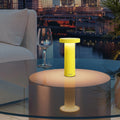 Sompex Volume OPlaadbare tafellamp Neon Geel│art. 78540│op glazen buitentafel